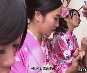 Three geishas deepthroating..